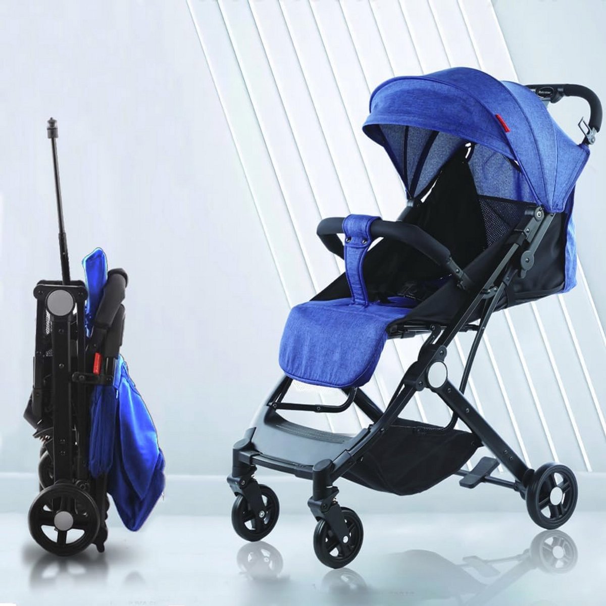 Ultralichte kinderwagen met eenvoudige sluiting en 5-punts veiligheidsgordel