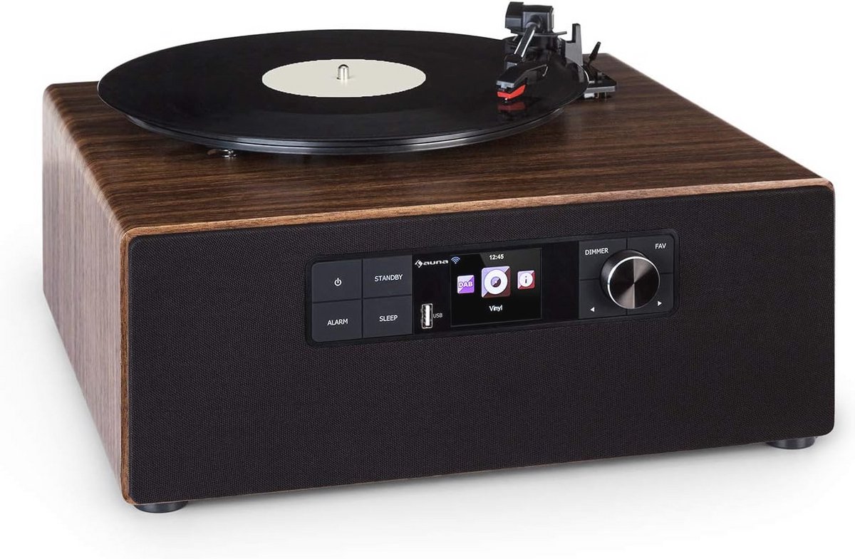Platenspeler met DAB+ en FM internetradio, Bluetooth en USB-poort - Moderne audio-installatie