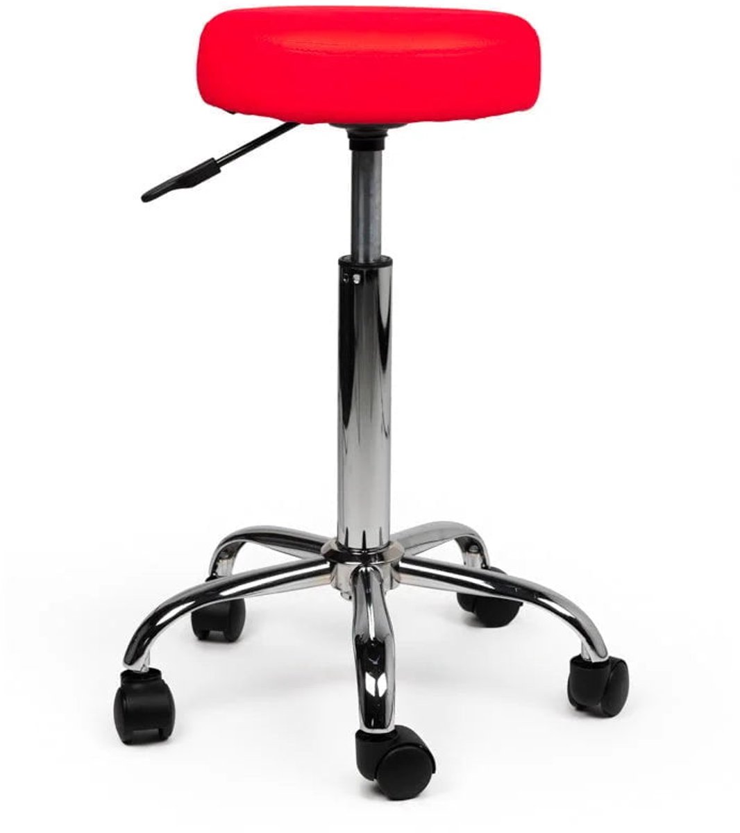 Ergonomische Tabouret Rood op Wielen Standaard (50-68cm) / zonder Voetsteun / Standaard wielen