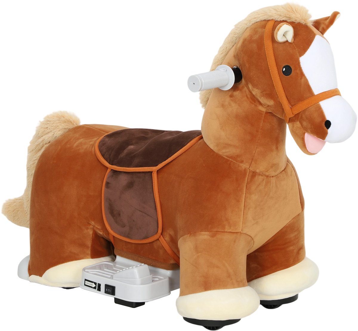 Aiyaplay Kids Electric Ride-on Horse-Polyester, Metaal-74L x 34B x 51H cm-Bruin