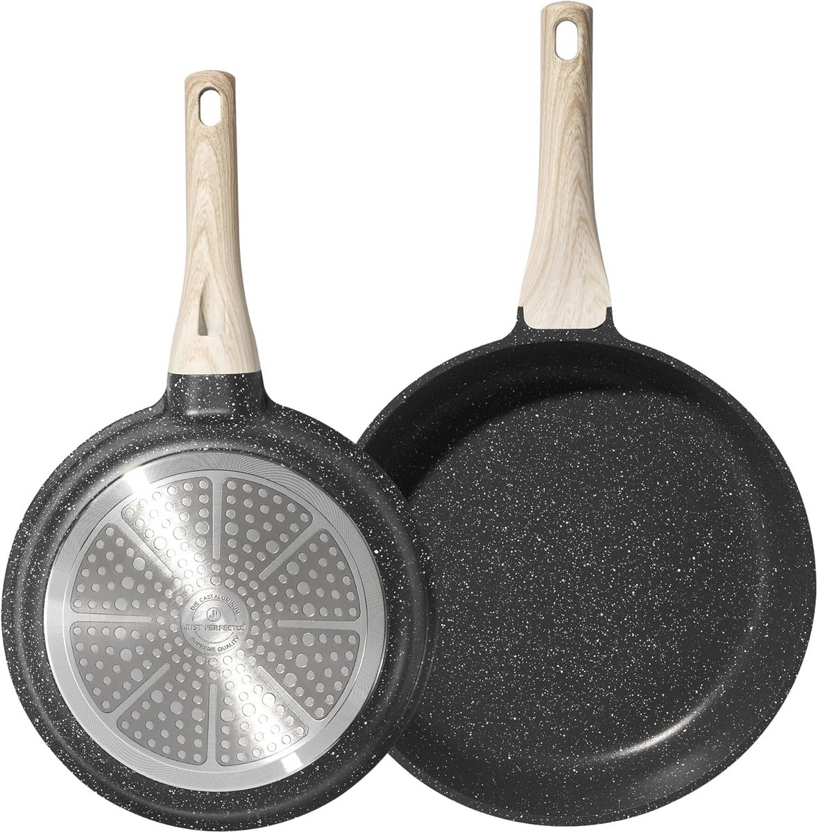 Set van 2 antiaanbak pannen 20/24 cm - inductie (PFAS-vrij, roestvrij staal, ergonomisch)