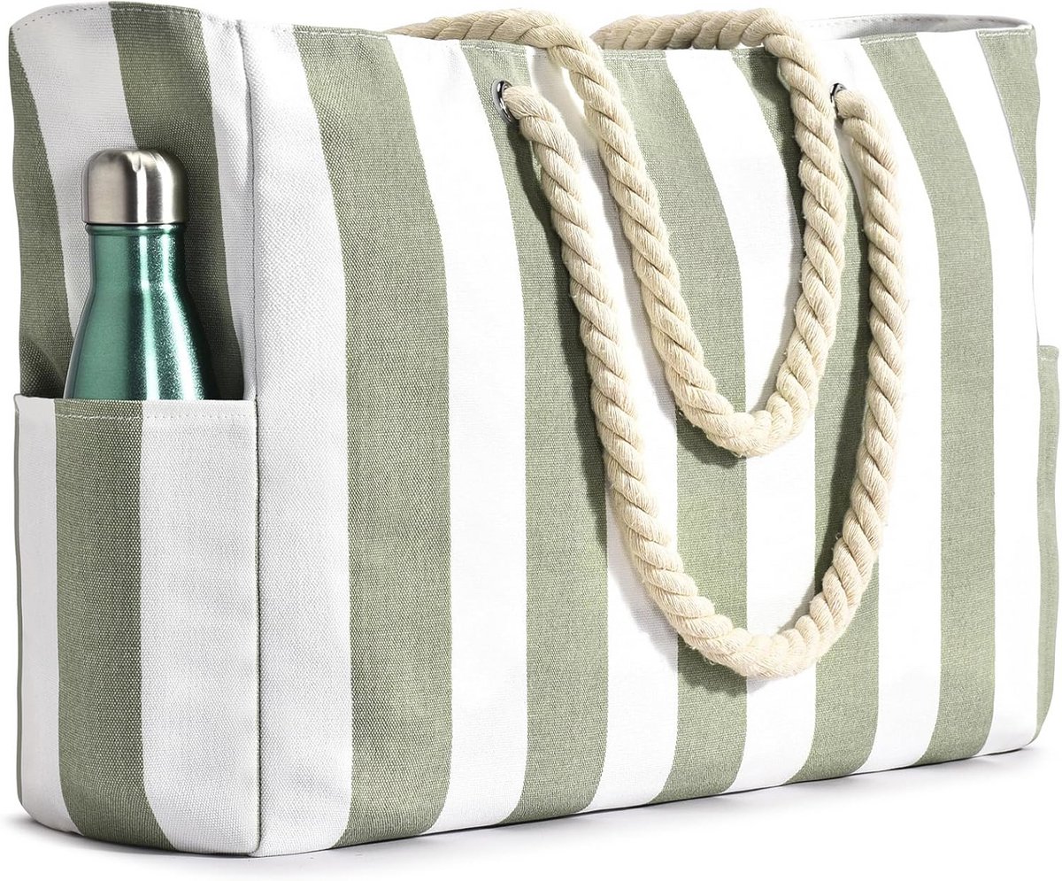 Waterdichte Strandtas voor Dames - Grote Tote Bag met Ritssluiting en Binnenzakken