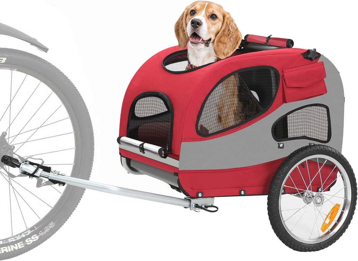 Hond fietsaanhangwagen met 600D Oxford Canvas en Rem