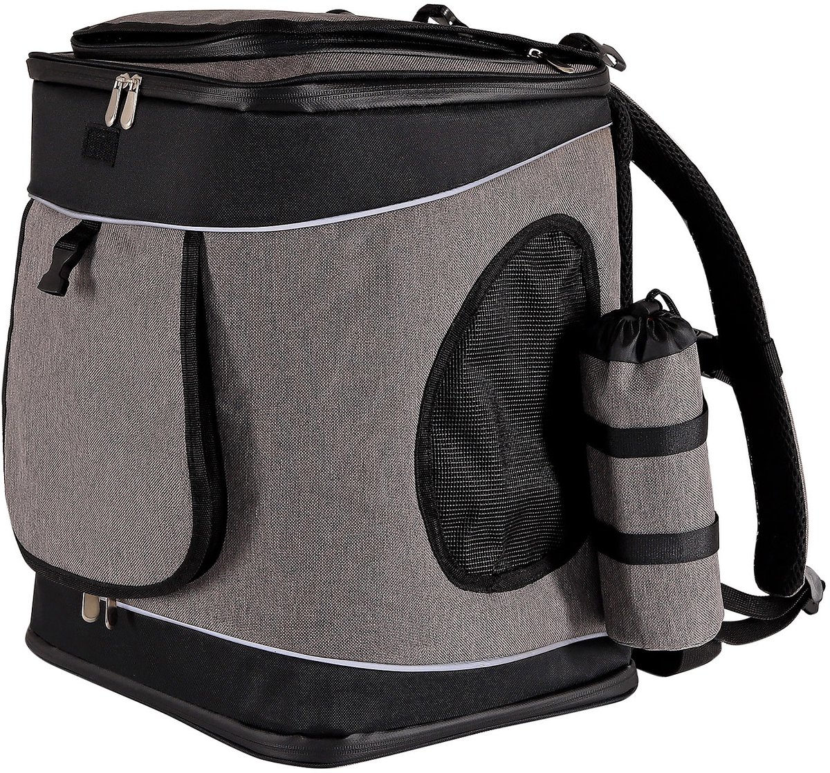 lionto hondenrugzak, comfortabel, veilig & waterafstotend, tot 14 kg grijs/zwart
