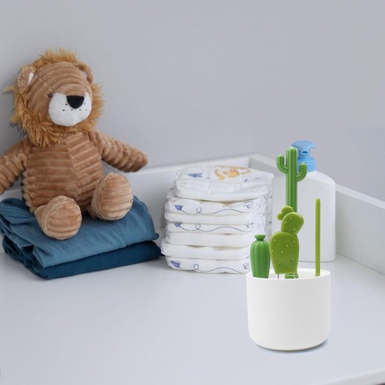 Flessenborstel - Set van 4 - Cactus Flessenborstelset - Flessenrager - Schoonmaakborstel - Flessenborstel, tepelborstel, detailborstel en rietjesborstel - Cactus - 24×9.5cm - Groente — afbeelding 2