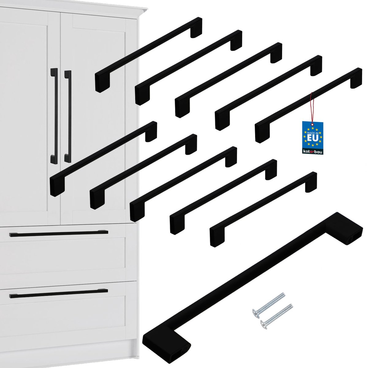 KOTARBAU Serie - Keukenmeubelgreep - Lang - Zwart Mat - 221mm
