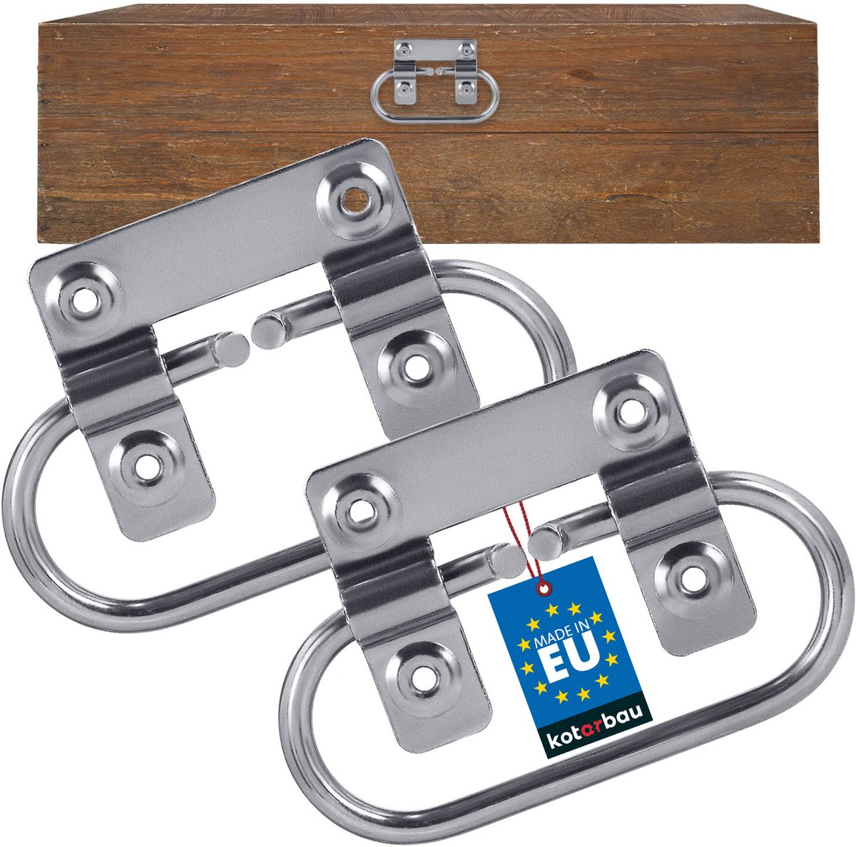 Kotarbau - Handgreep voor Kisten - 13 cm - Zilver Verzinkt - Set van 2