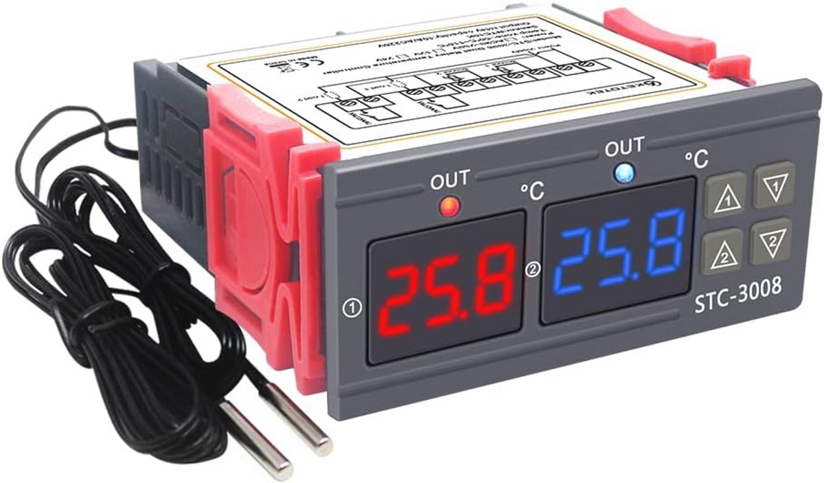 Digitale Temperatuurregelaar met 2 Sondes voor Koeling en Verwarming - Temperatuur Controller voor Fermentatie en Koelkasten