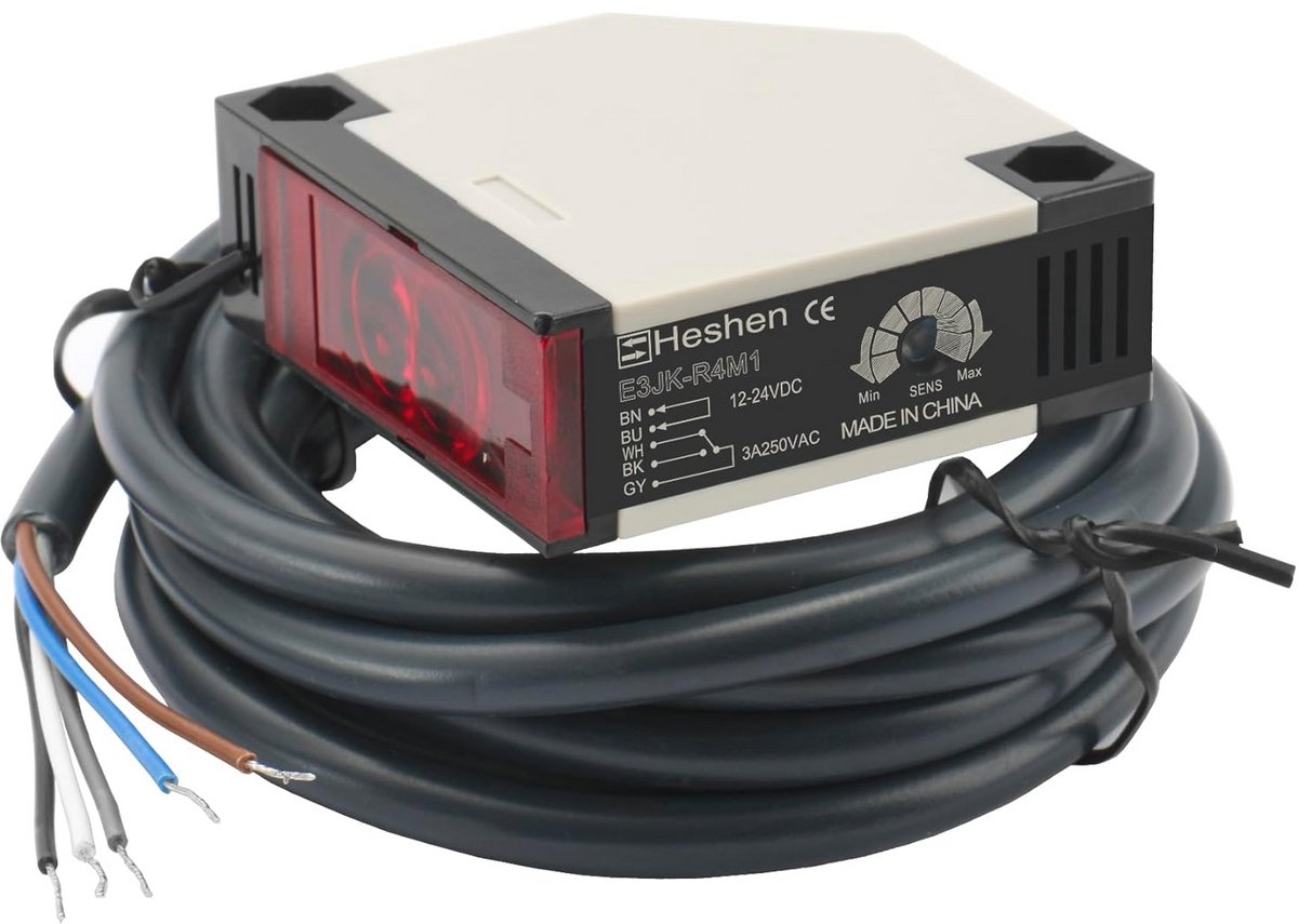 Foto-elektrische Schakelaar DC 12-24 V - Terugkoppeling Reflectie Detectie tot 4 m Met Reflectorplaat