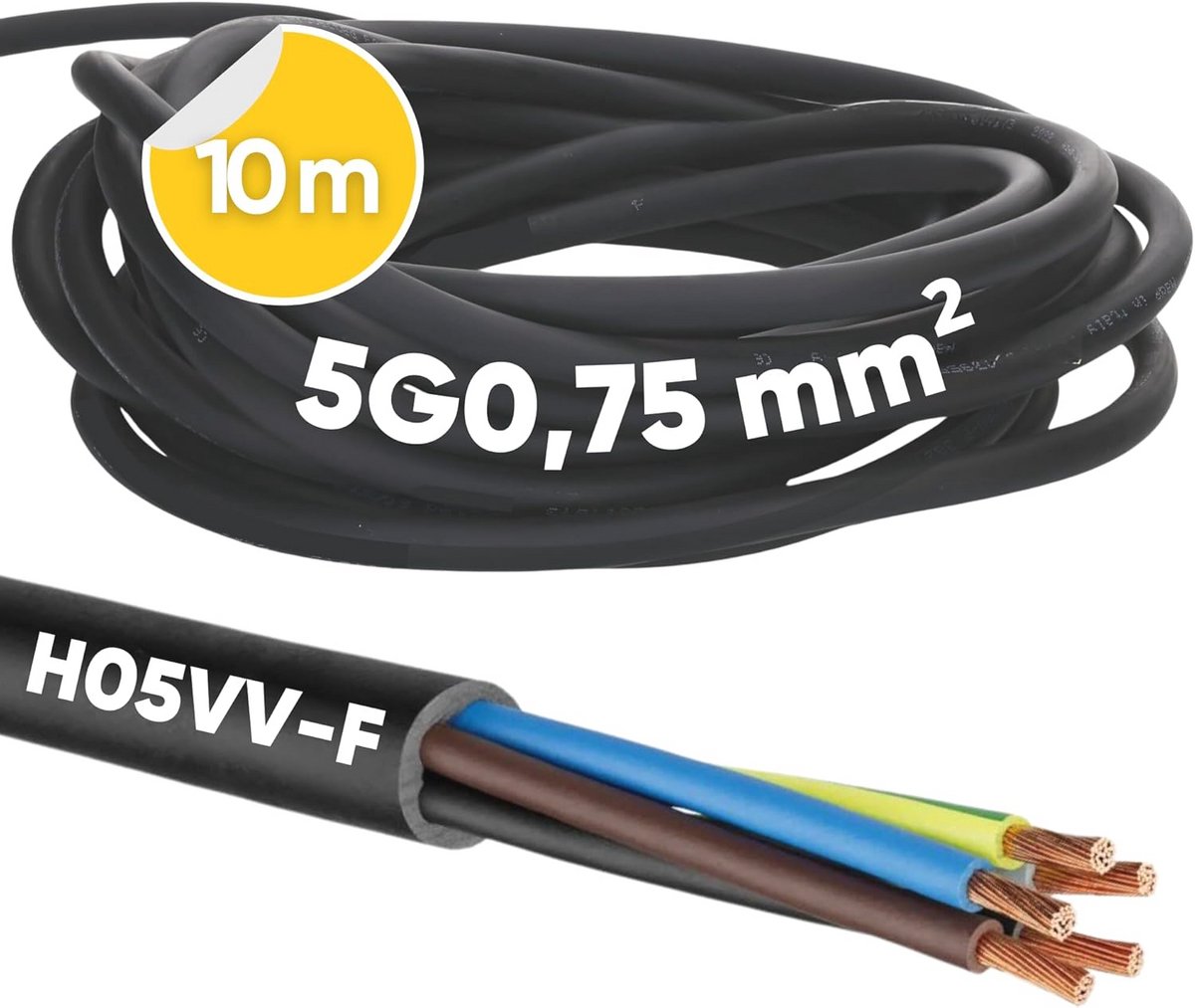 Slangkabel 5 x 0,75 mm² - Flexibele PVC Stroomkabel voor Binnengebruik