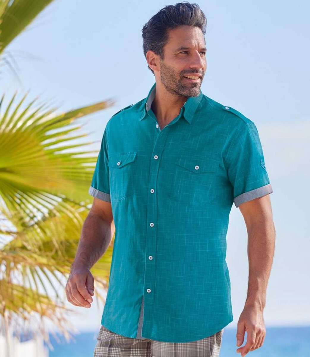 ATLAS FOR MEN - Popeline overhemd Yachting Sail Coast - Heren - Verkrijgbaar in grote maten - 3XL