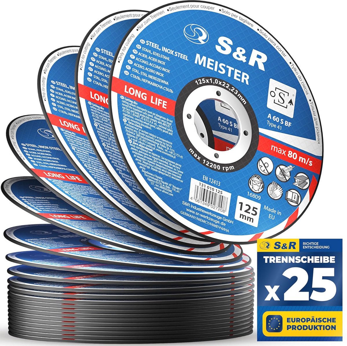 Duurzame doorslijpschijf 125mm voor metaal en roestvrij staal - aluminiumoxide schijf voor haakse slijpmachines
