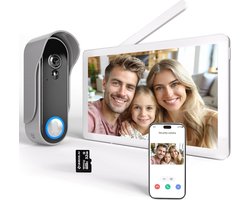 Draadloze video-deurintercom met 8 inch touchscreen, wifi, 1080p en PIR-bewegingsdetectie