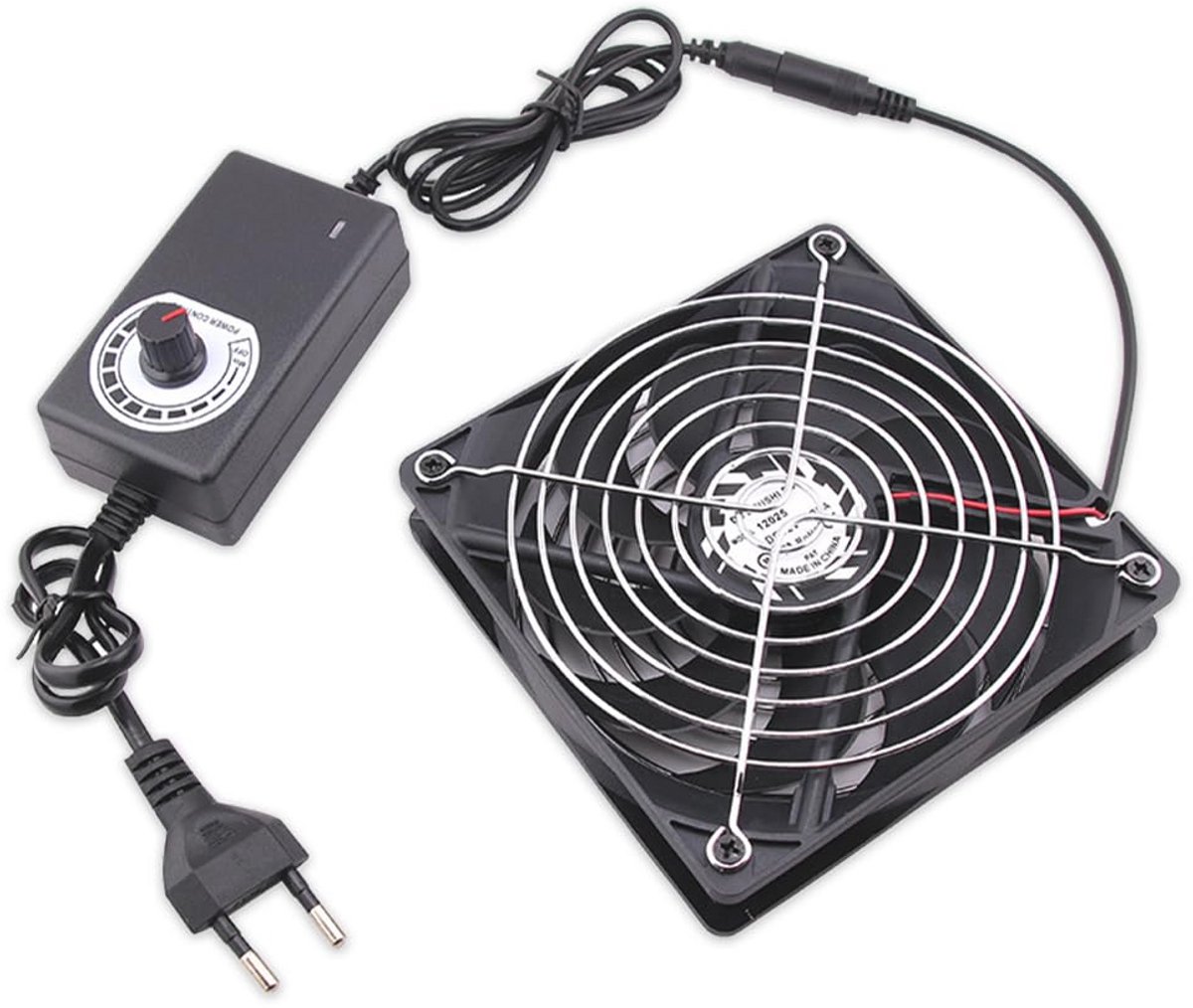 120 mm PC Behuizingsventilator met Snelheidscontrole voor Koeling - Geschikt voor TV's, Ontvangers en Routers