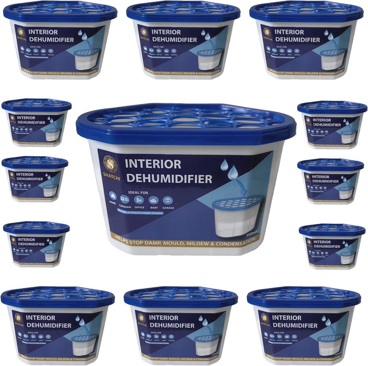 Vochtabsorberende luchtontvochtiger 500 ml – Pack van 30 – Ideaal voor schimmelbestrijding in huis, keuken, slaapkamer, en meer