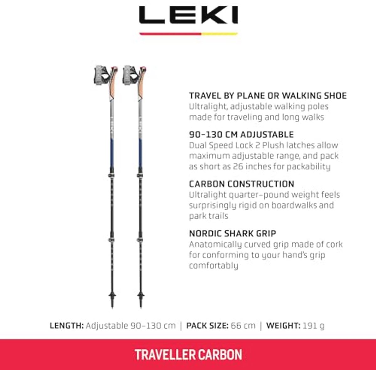 Driedelige Nordic Walking Stokken van Carbon voor Vakantie
