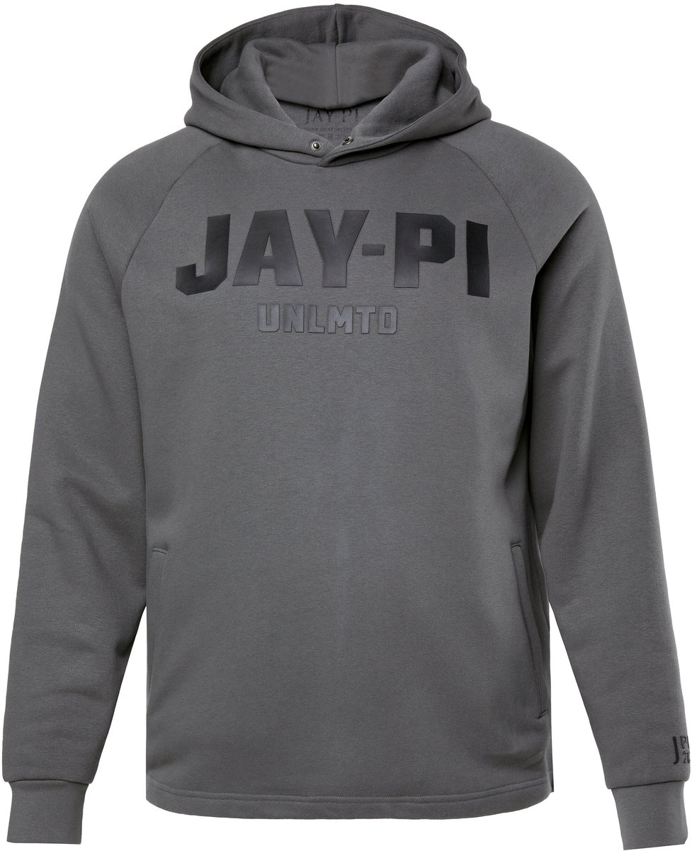 JAY-PI - Heren - Hoodie Buik-Fit fitness trui capuchon - Donkergrijs - Maat L