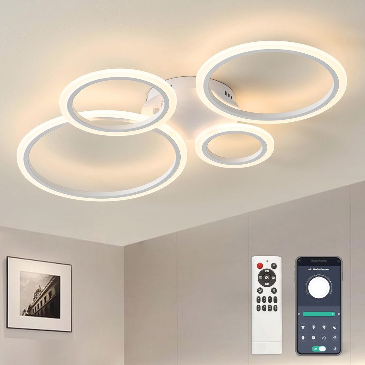 Dimmbare LED Plafondlamp 80cm met Afstandsbediening en Kleurverandering