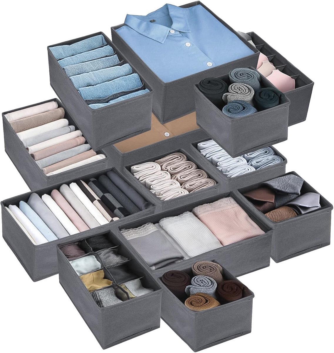 Opbergsysteem voor ondergoed en kleding - Set van 13 lade-organisers