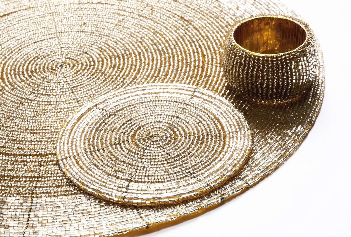 18-Delige Set Onderzetters en Placemat met Kralen - Goud