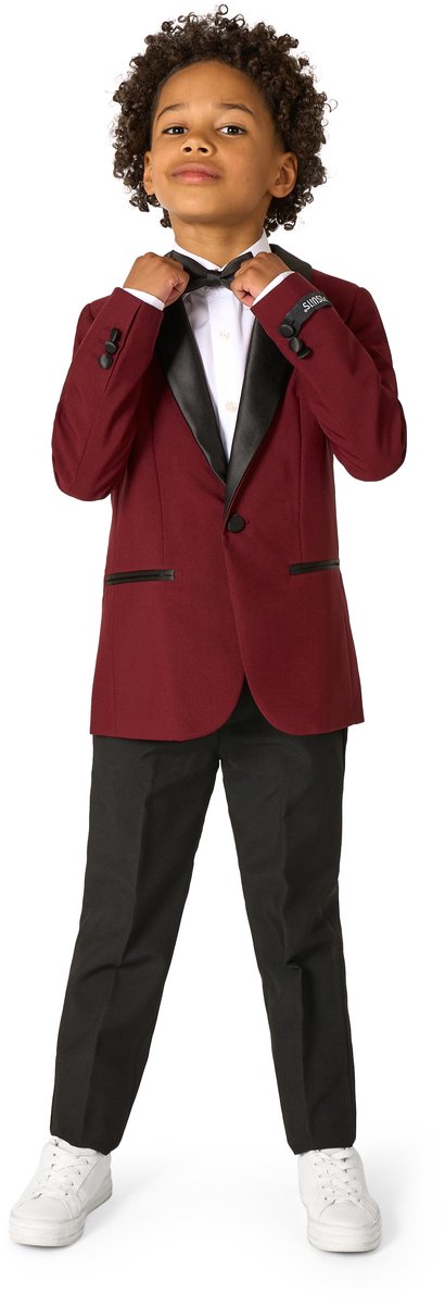 OppoSuits Hot Burgundy - Kids Tuxedo Smoking - Chique Outfit - Rood - Maat 4 Jaar