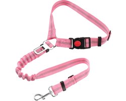 Autogordel voor honden, verstelbaar met elastische bungee-bufferhoofdsteun voor voertuig, 360° draaibare karabijnhaak, nylon veiligheidsgordels voor huisdieren, zwaar belastbaar, autoharnas voor