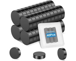 Wzone 40 Stuks Kleine Magneten voor Ambachten - 10x3 mm Zwarte Sterke Ronde Magneten voor Kantoor, Whiteboard, Foto's, Gereedschap en DIY