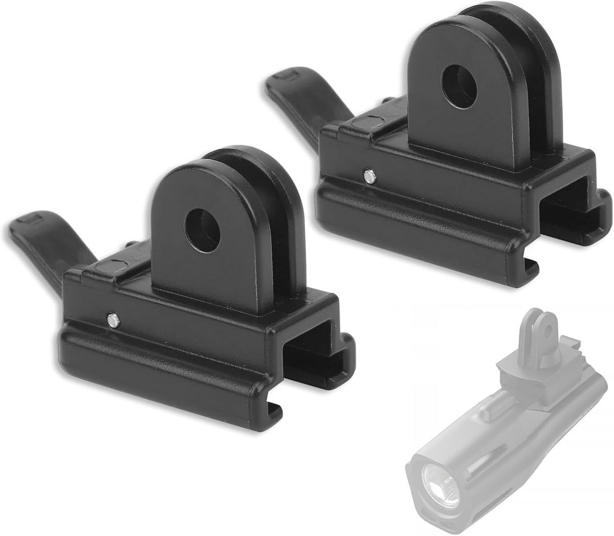 Fietslamp Houder - Adapter Clip - Veiliger Fietsen - Centrale Montage - 2 Stuks - Zwart