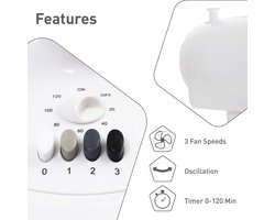 Tafelventilator 50W 40 cm met 3 standen - Stil en Draagbaar voor Bureau, Slaapkamer en Terras