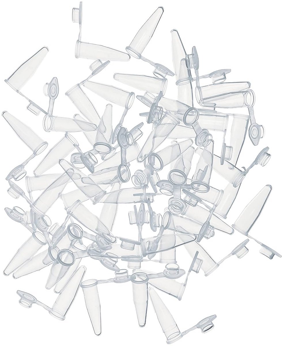 1000 stuks PCR-buizen 0,2 ml met platte dop voor microcentrifuge