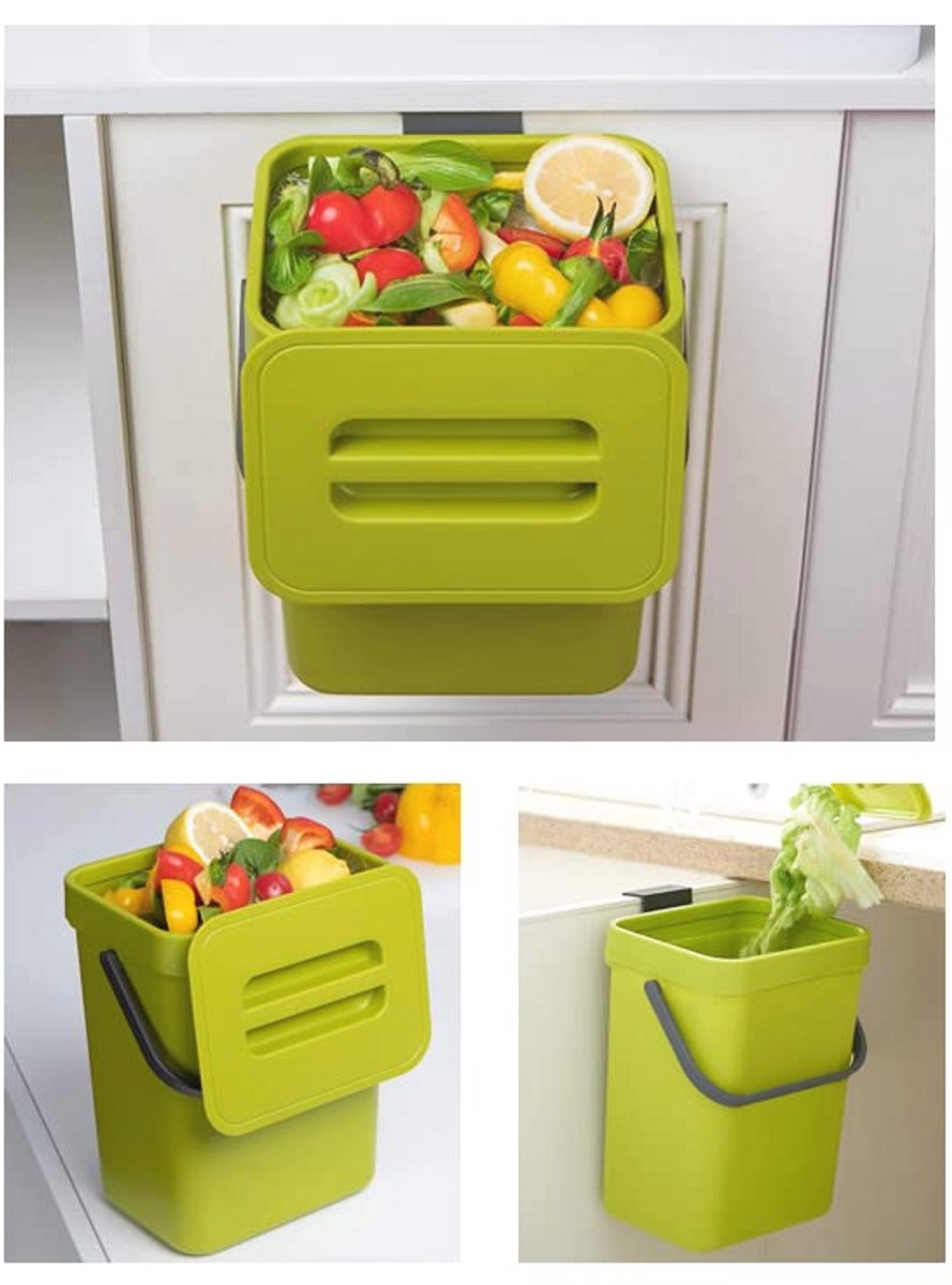 Kleine compostbak voor keuken - 1,3 gallons / 5 l prullenbak met deksel