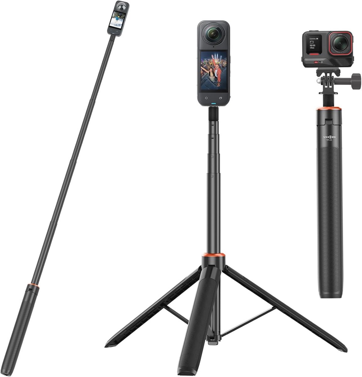 136cm Selfie Stick Met Statief voor 360 Camera's