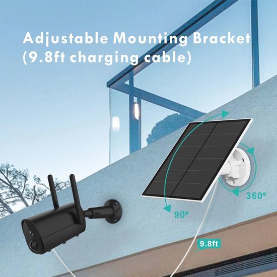 SP-L33 Zonnepaneel 6W Voor Draadloze Beveiligingscamera – USB-C En Micro-USB, IP65 Waterdicht, Continue Opladen Met 360° Verstelbare Houder 2 miniatura