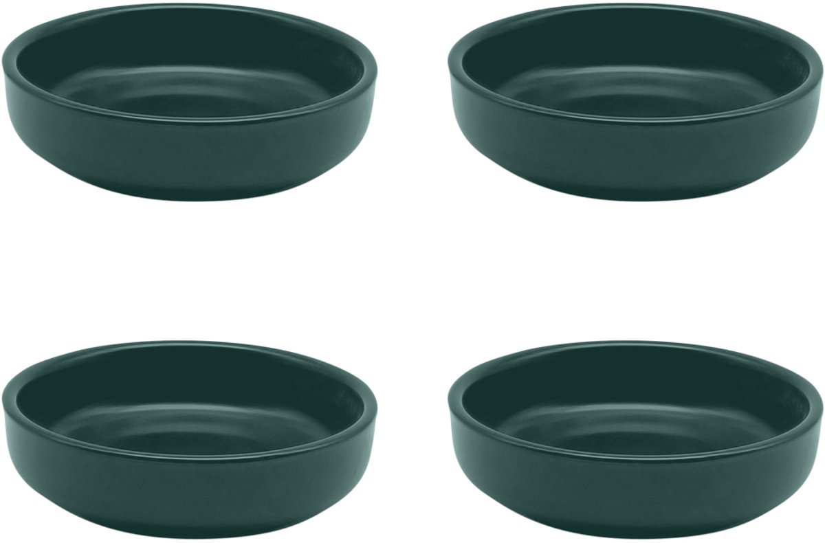 Purepeak Theezakjes Schoteltjes Set 4 Stuks - Sausbakjes - Borrel Schaaltjes - Donkergroen - Theetip - Aperitiefschaaltjes - Theezakjeshouder