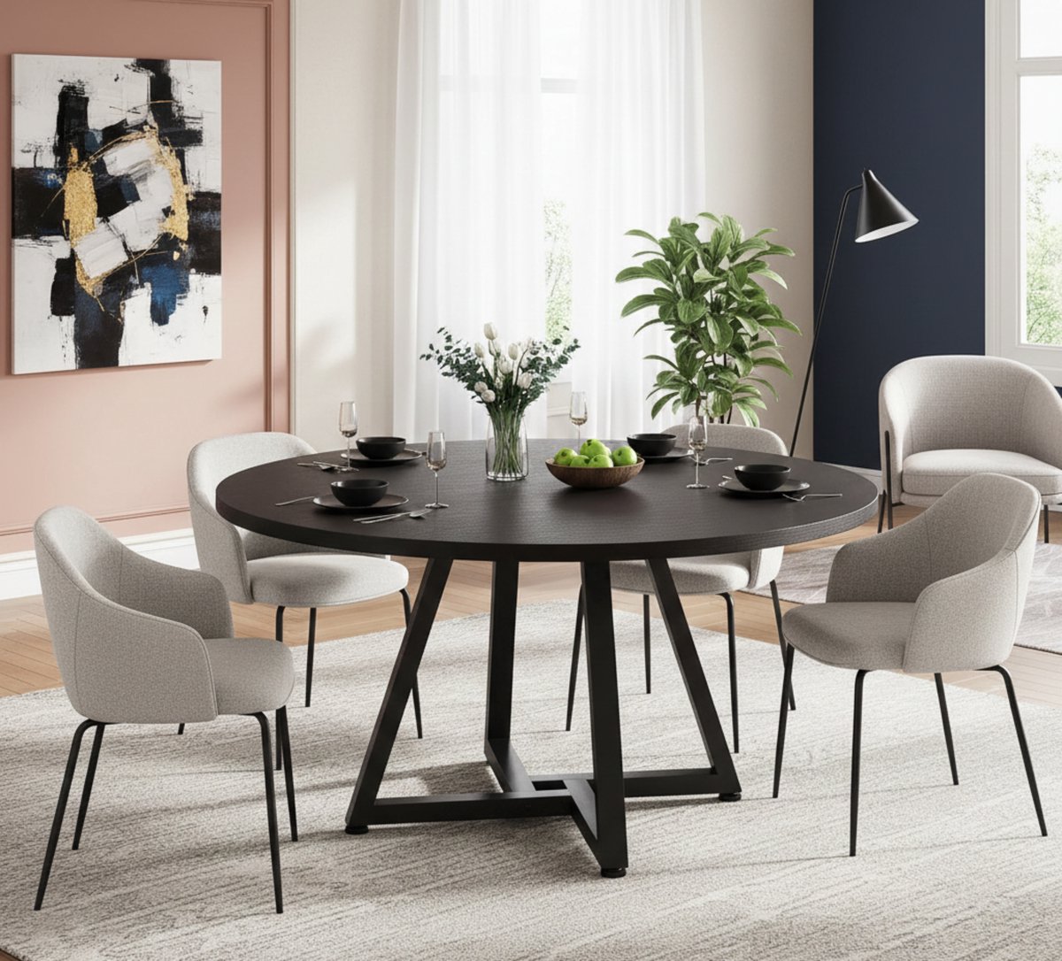 Ronde Eettafel Zwart – Industriële - Zwart - – Industriële Keukentafel voor 2-4 - Medahomestore