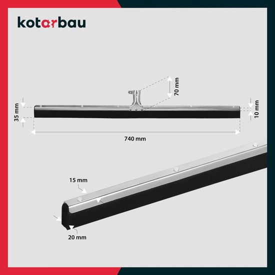 KOTARBAU® Vloertrekker, 75 cm, Schuimrubber trekker, Voor Binnen En Buiten, Garage Douche Badkamer, Waterschuiver, Schuimrubberen wisser, met Rubberen Lip van KOTARBAU — afbeelding 4