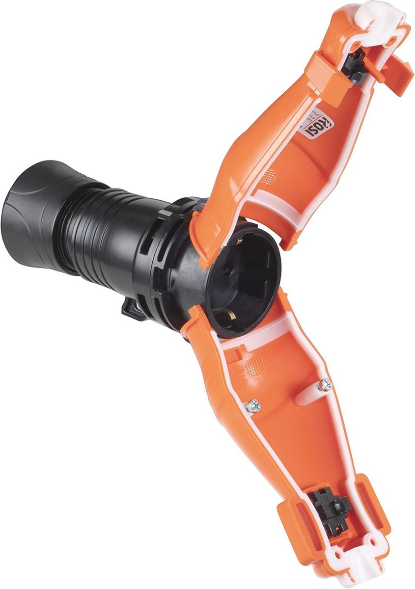 Schuko-stopcontact Powershell, oranje/zwart - Beschermd IP65/IP67 voor Tuin en Industrie