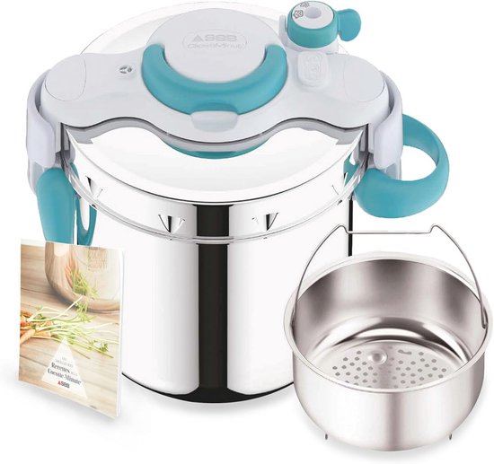 Seb Snelkookpan Clipso precisie-opper, 8 l, snelkookpan, roestvrij staal, voor alle warmtebronnen, inclusief inductie, inklapbare handgrepen P4411409, geproduceerd in Frankrijk