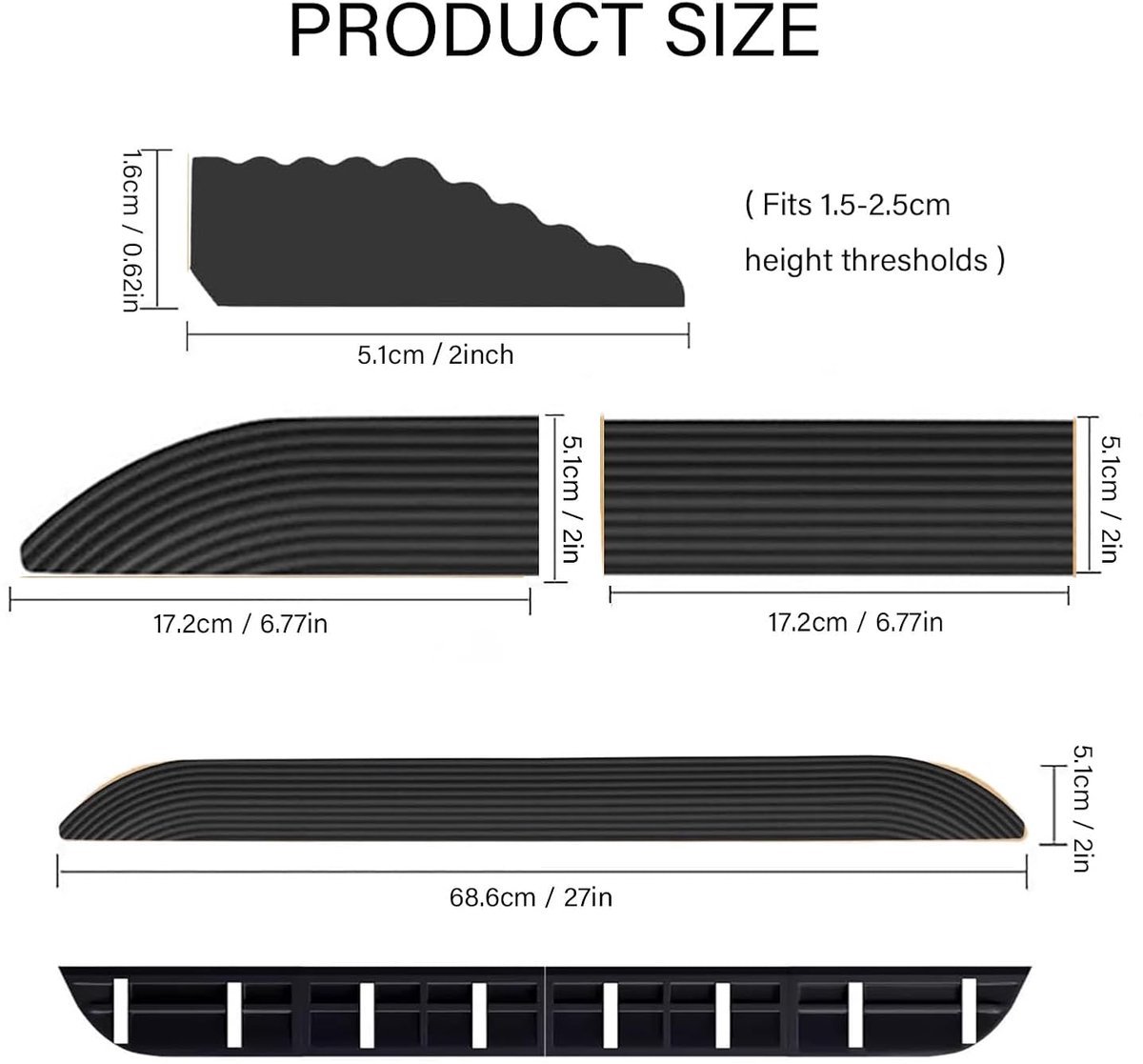 Drempelhelling voor robotstofzuiger - antislip - 1 stuk - siliconen - 68,6 cm