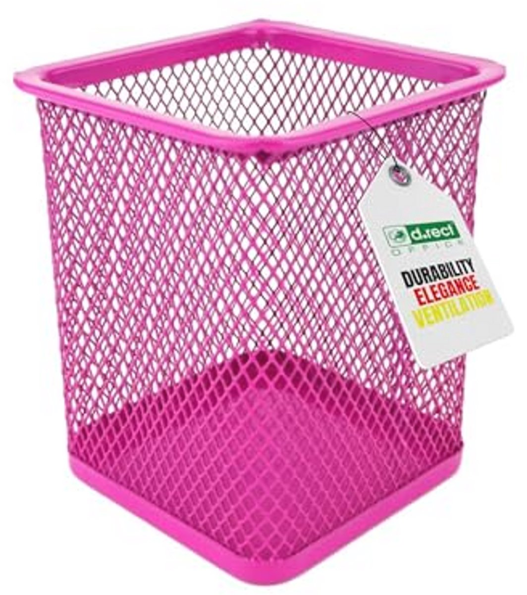 Roze metalen pennenkoker - multifunctionele pennenhouder voor kantoor en school