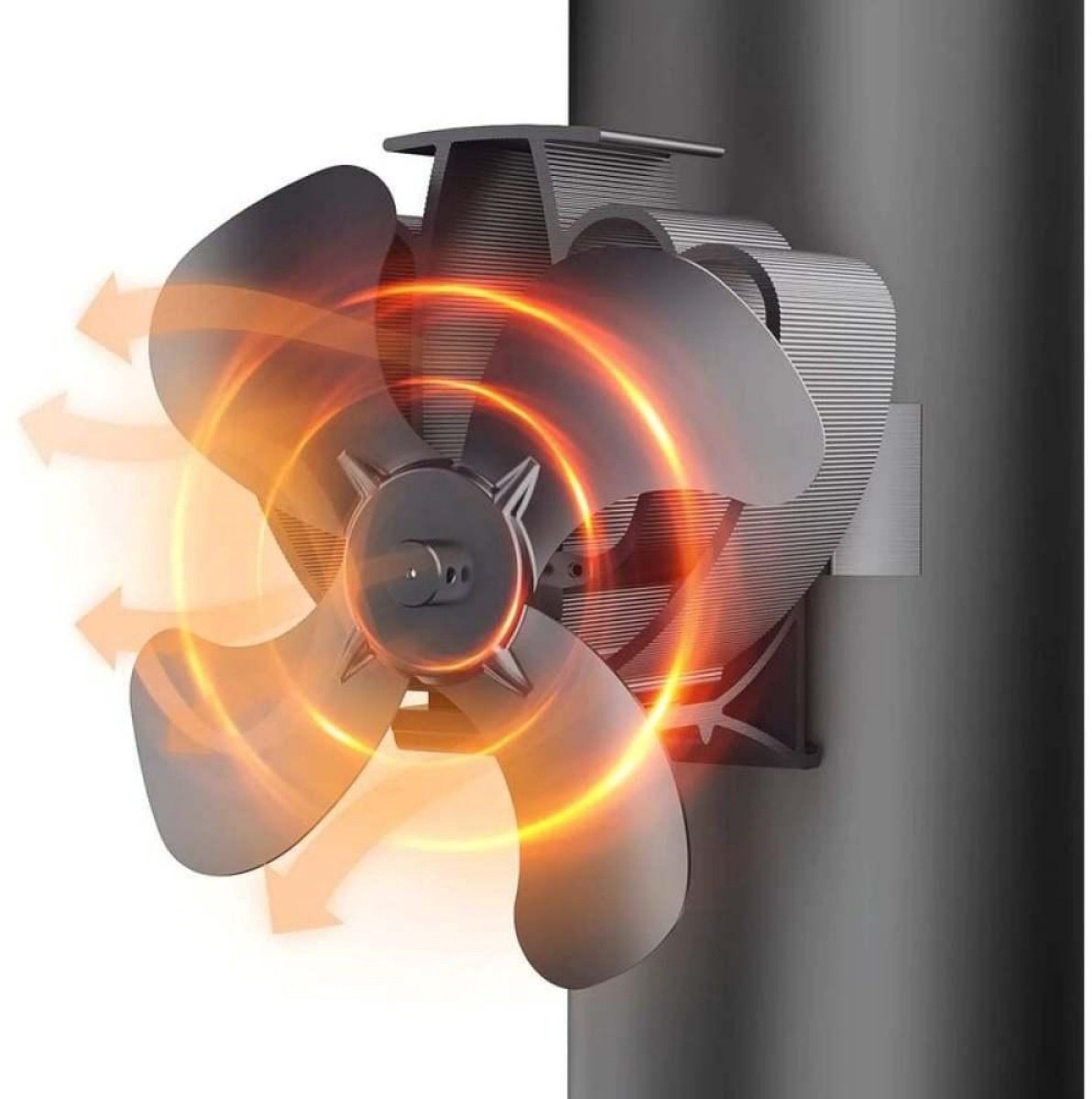 GELLDG Haardventilator - Geen elektriciteit nodig - Met verbeterde luchtstroomdeflector - Stille haardventilator - Geschikt voor houtkachels, open haarden, ovens, brandhout en schoorstenen - Inclusief 1 reservering - Zwart