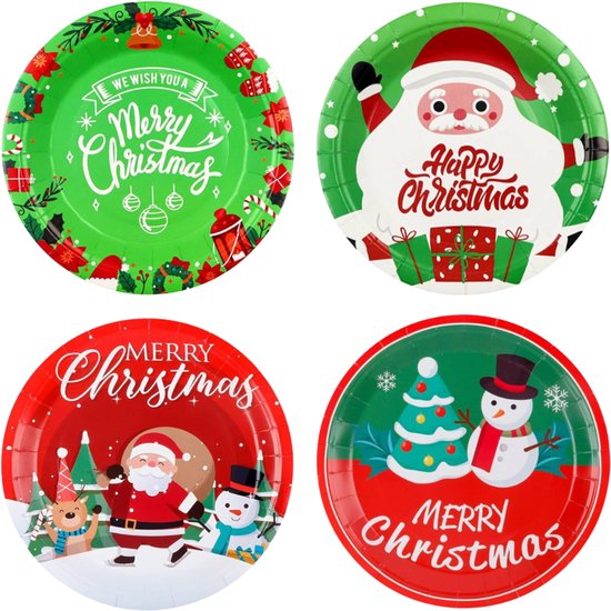 Kerstserviesset, 80 stuks, compleet met papieren artikelen, 20 borden