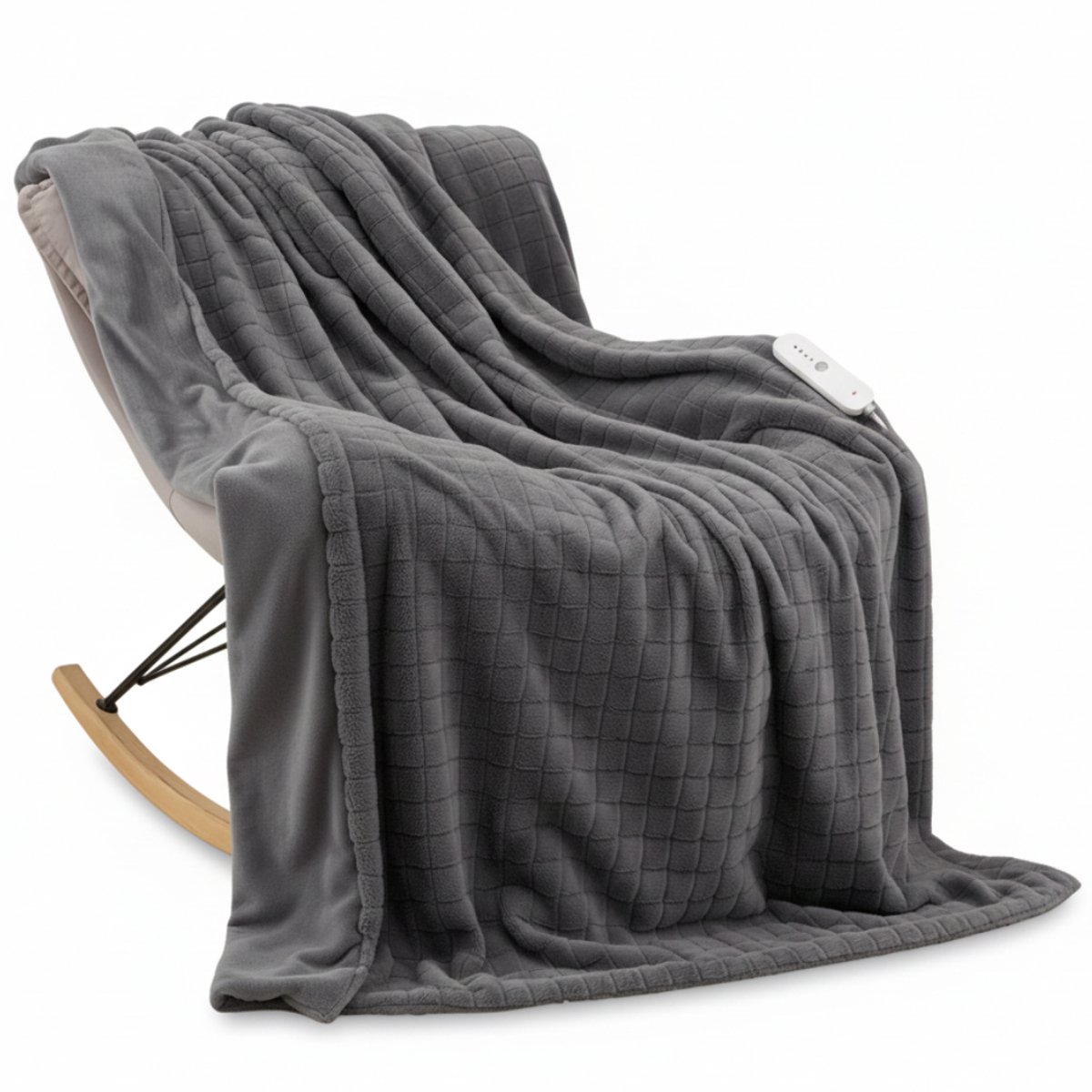 ZRSS® Elektrische Fleecedeken - Verwarmd Bovendeken - Deken Met Timer - 2-persoons Warmtedeken - 4 Temperatuurstanden 130 x 180 cm - Grijs