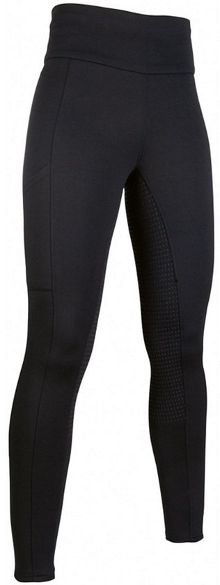 Leggings d'équitation d'hiver Cosy noir avec assise en silicone doublé polaire taille 36/38