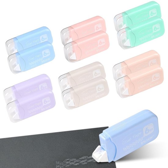 12 stuks dubbelzijdige fotolijmrollers 6 m x 6 mm - zelfklevend voor scrapbooking en knutselen