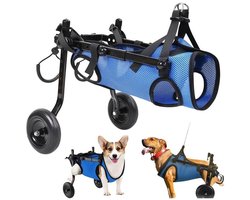 Hondenrolstoel met twee wielen en achterpootsteun - Maat S - Verstelbare gewrichts- en heupsteun - Geschikt voor honden met een beperking zoals artrose, verlamming en letsel.