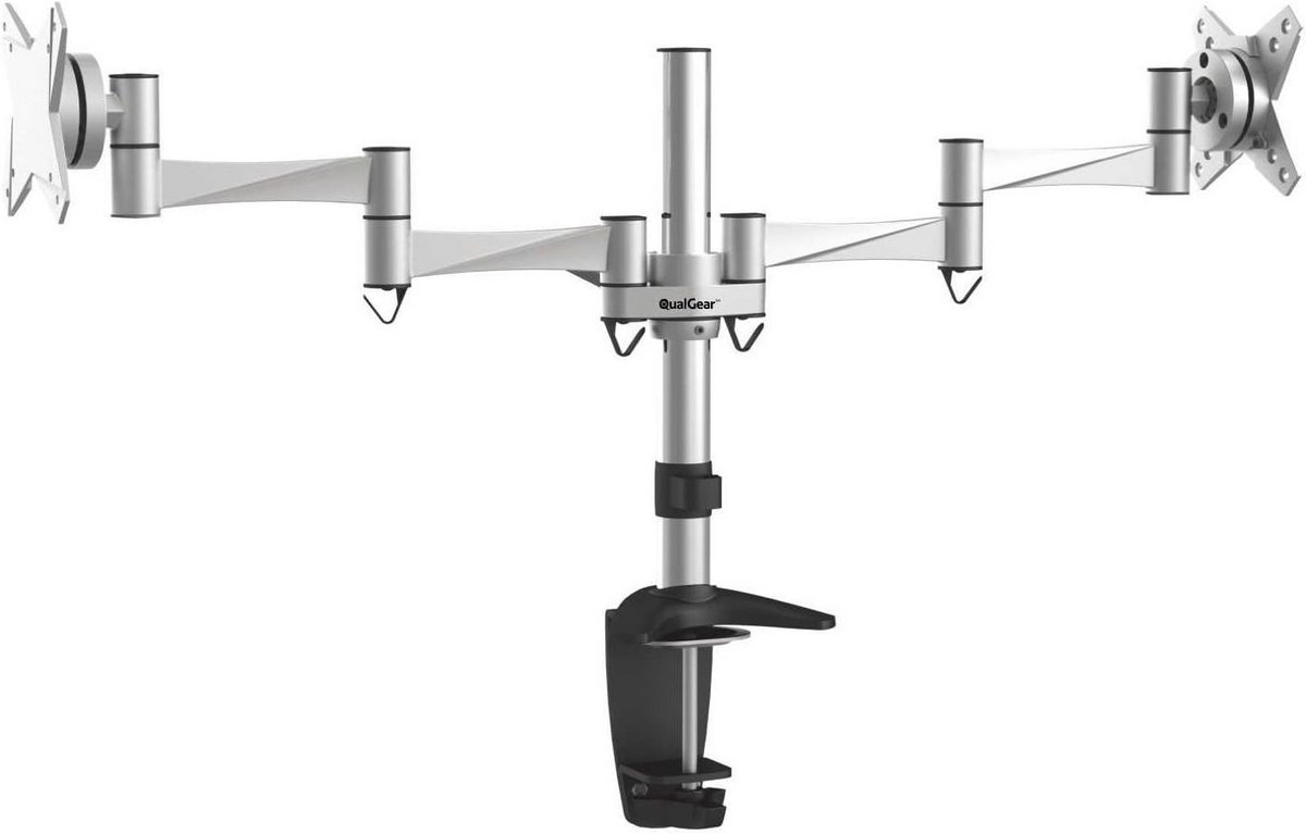 3-Weg Hinges Houders voor Bureaul voor 2 Monitoren, 17-27 Inch, Zilver