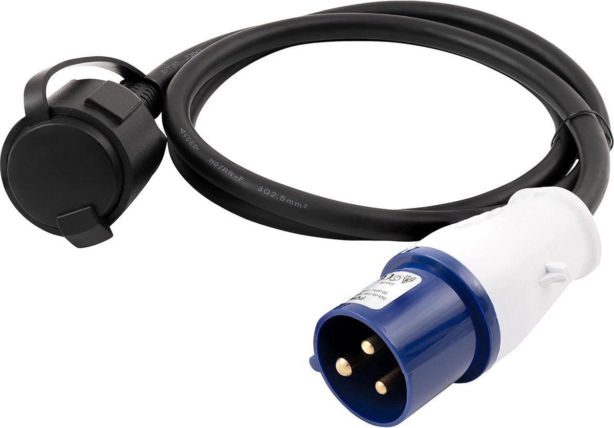 CEE Adapterkabel 1,5 m - 230 V 16 A - IP44 - Outdoor Stroomadapter voor Camping