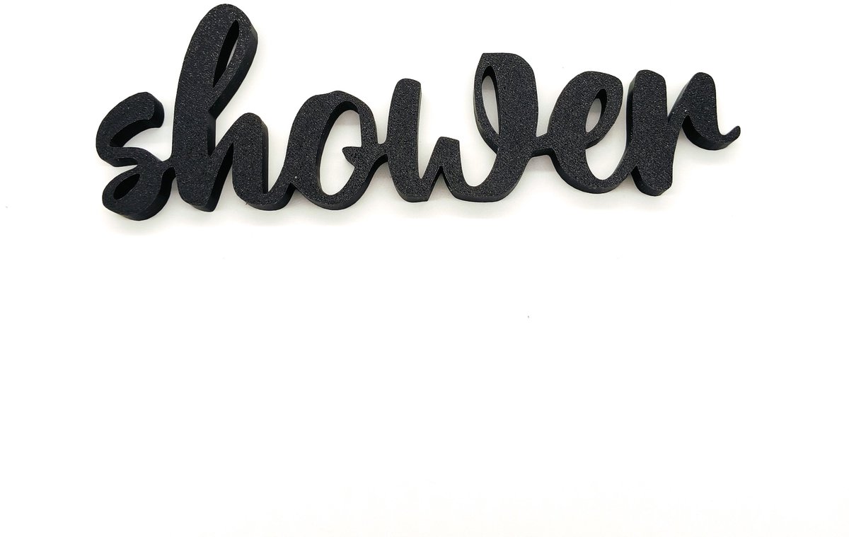 Shower Wandtekst – 3D Cursieve Letters Badkamer Decoratie Zwart – Minimalistische Wandlettering Home Decor