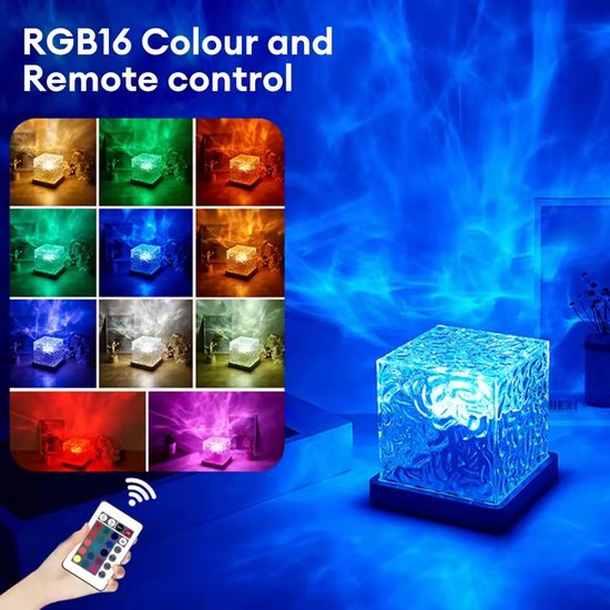 Livé® 16-Kleur Nachtlamp - Dynamische Draaiende Waterrimpel Lamp van Merkloos — afbeelding 2